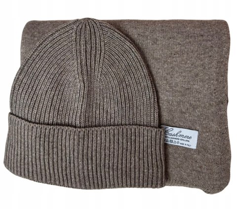 Komplet kaszmirowy fango wełniany wełna kaszmir czapka szalik Cashmere- CASHMIRA