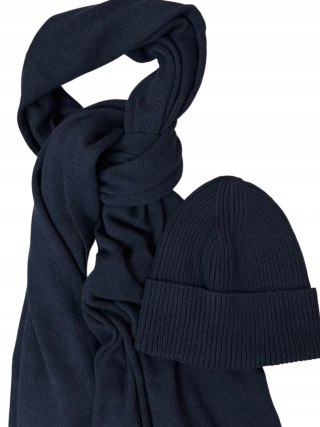 Komplet kaszmirowy granatowy wełniany wełna kaszmir czapka szalik Cashmere- CASHMIRA