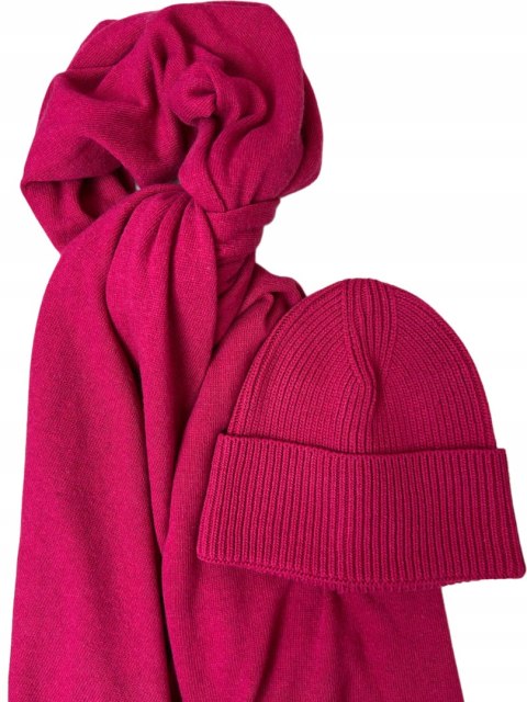 Komplet kaszmirowy różowy wełniany wełna kaszmir czapka szalik Cashmere-CASHMIRA