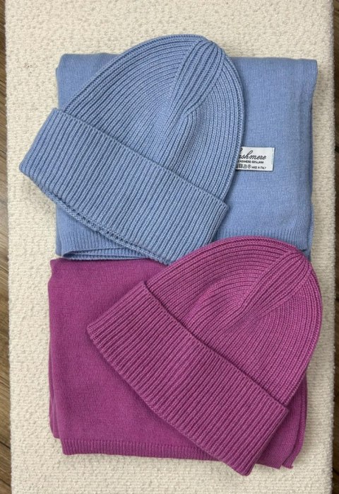Komplet kaszmirowy wełniany wełna kaszmir czapka szalik Cashmere- CASHMIRA