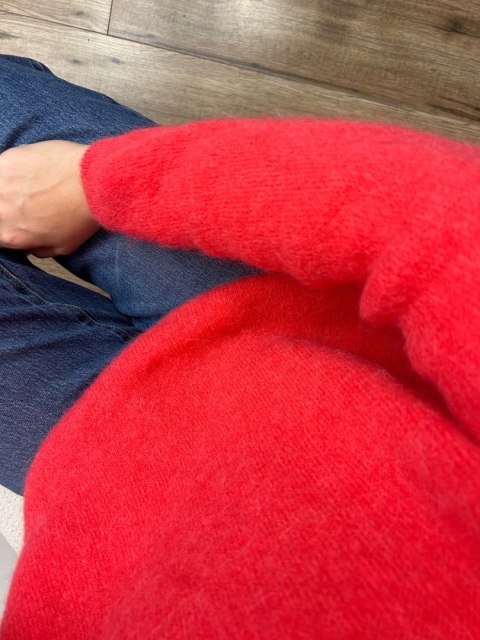 Miękki sweter baby alpaka wełna koralowa czerwień miękki Made in Italy- FIOCCA