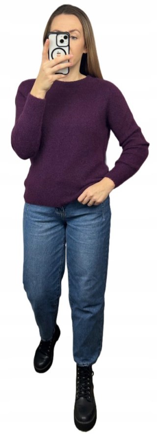 Śliwkowy fioletowy klasyczny miękki sweter baby alpaka wełna Made in Italy- MORRA