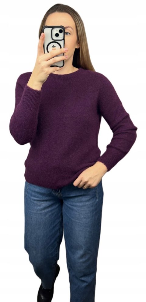 Śliwkowy fioletowy klasyczny miękki sweter baby alpaka wełna Made in Italy- MORRA