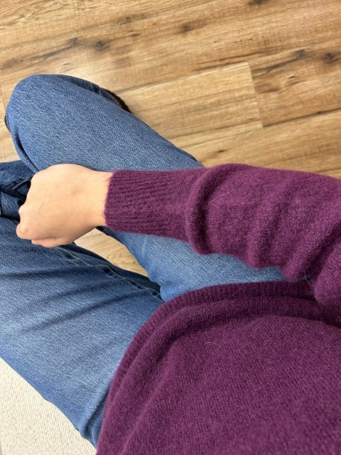 Śliwkowy fioletowy klasyczny miękki sweter baby alpaka wełna Made in Italy- MORRA