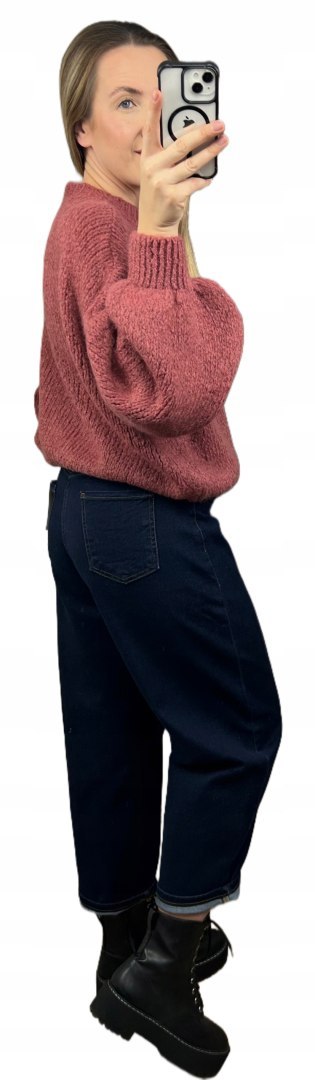 Sweter oversize zgaszony róż bufiaste rękawy chmurka 12% kid moher wełna- CLOUDY