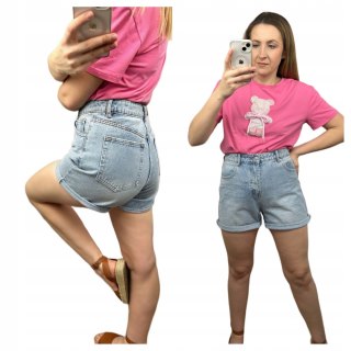 Szorty spodenki z wysokim stanem luźniejsze nogawki jeansowe jeans Laulia S