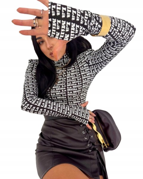 Golf LA MILLA czarny długi rękaw logo