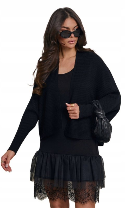 Halka Lace Tiul czarna – model ze swetrem, przód