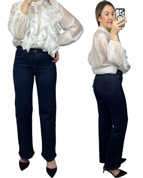 jeansy wide leg goodies granat przód i bok