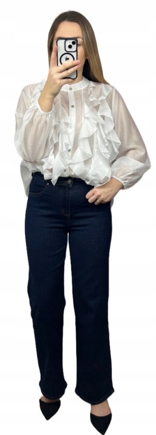 Jeansy spodnie damskie wide leg długa nogawka granatowe Goodies S- WIDELLA