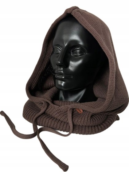 Kaptur balaclava kominiarka komin 50% wiskoza prążkowany brązowy Grans- HOODIELLA