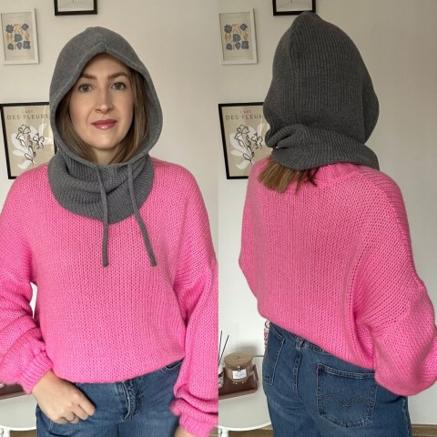 balaclava zimowa brąz przód tył GRANS