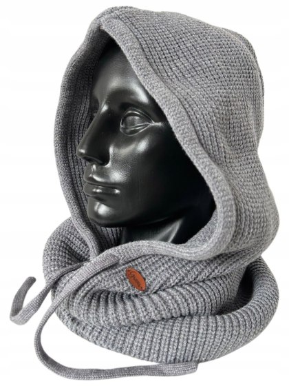 Kaptur balaclava kominiarka komin 50% wiskoza prążkowany szary Grans- HOODIELLA