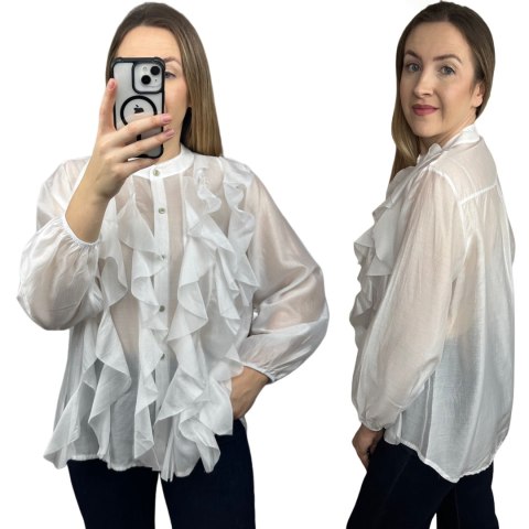 biała koszula RUBINA z falbanami przód i bok