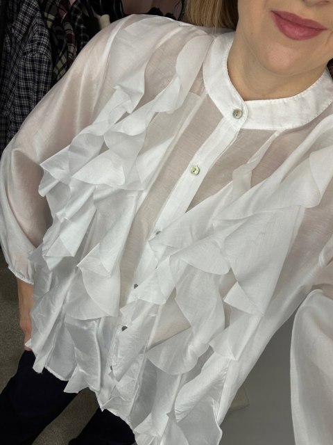 biała koszula RUBINA detal falban