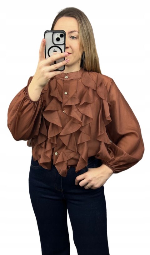 brązowa koszula RUBINA detal falban
