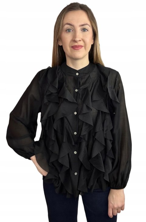 czarna koszula RUBINA detal falban