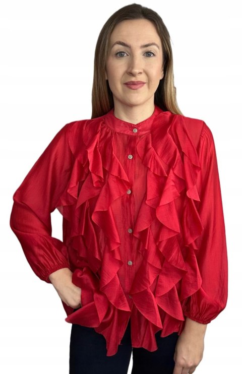 czerwona koszula RUBINA detal falban