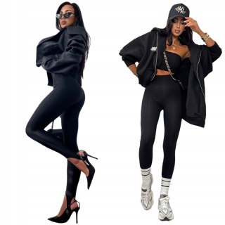 Legginsy narciarki błyszczące glossy czarne wiskozowe La Milla M 38- GLOSSY