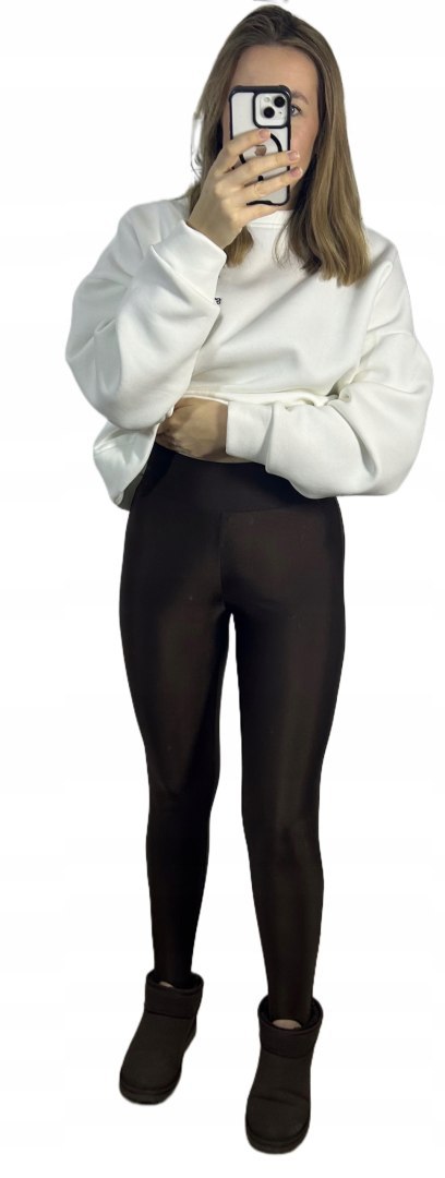 Legginsy wiskozowe czekoladowe wysoki stan