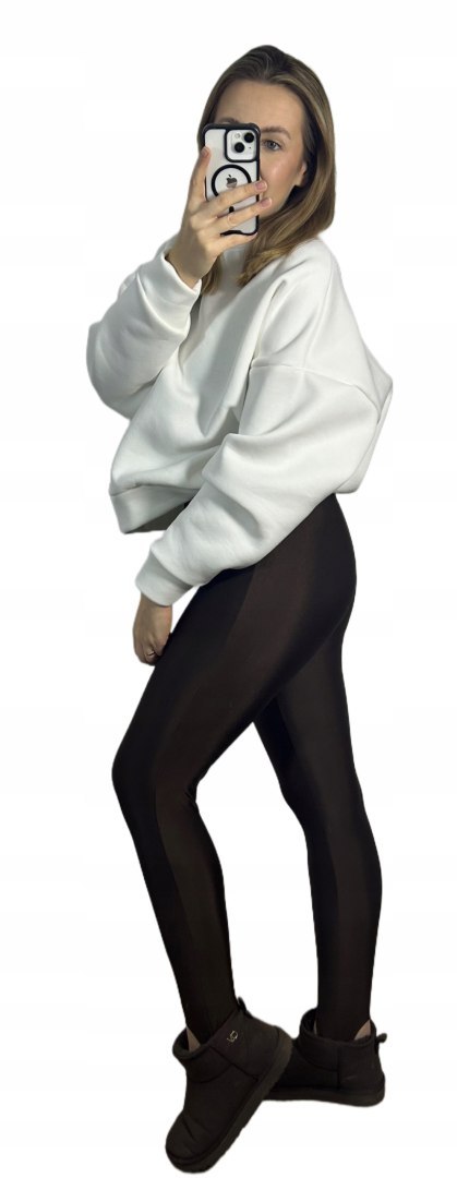 Legginsy zapiętka narciarska czekoladowe glossy