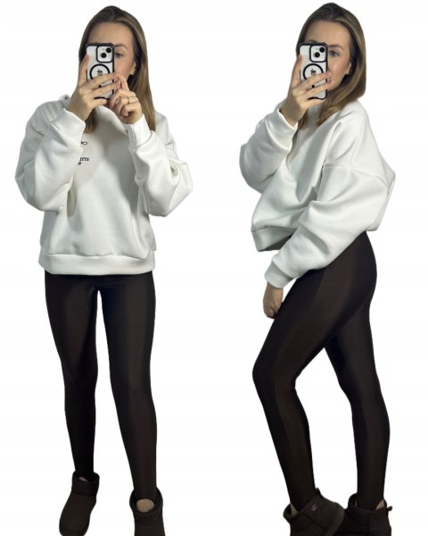 Legginsy GLOSSY narciarki czekoladowe na osobie przód bok