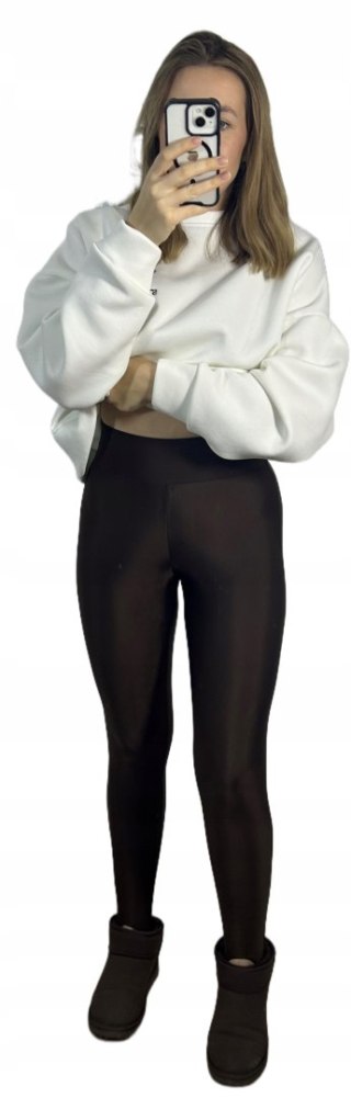 Legginsy narciarki błyszczące glossy czekoladowe wiskozowe La Milla S 36- GLOSSY