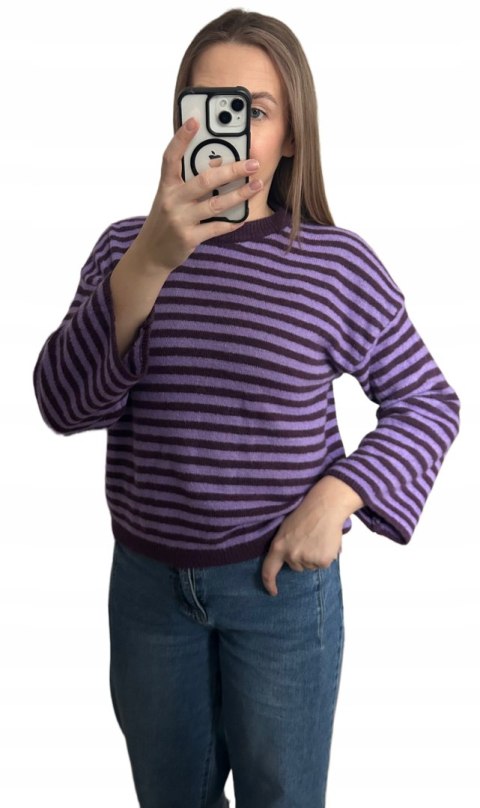 sweter damski fioletowy paski