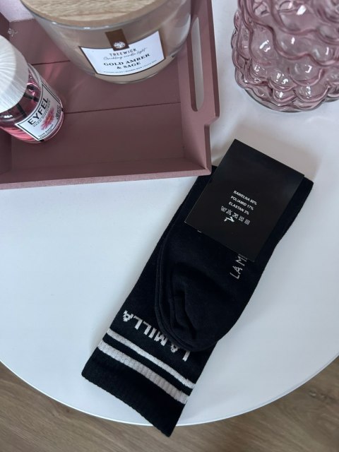 Skarpety LAMILLA opakowanie czarne logo tył