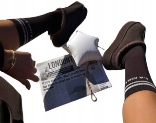 Skarpety czekoladowe brązowe logo LAMILLA bawełniane dłuższe La Milla