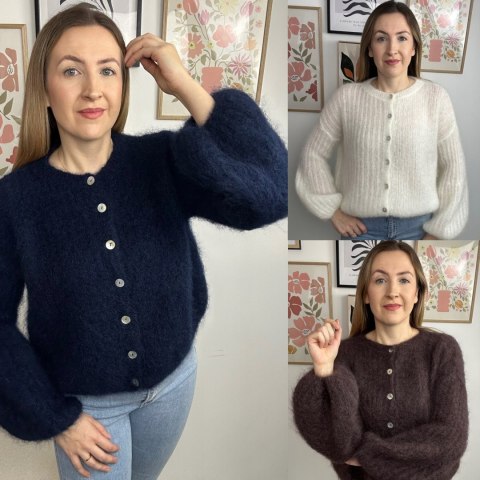 porównanie swetra SOFT BELL czekolada i granat