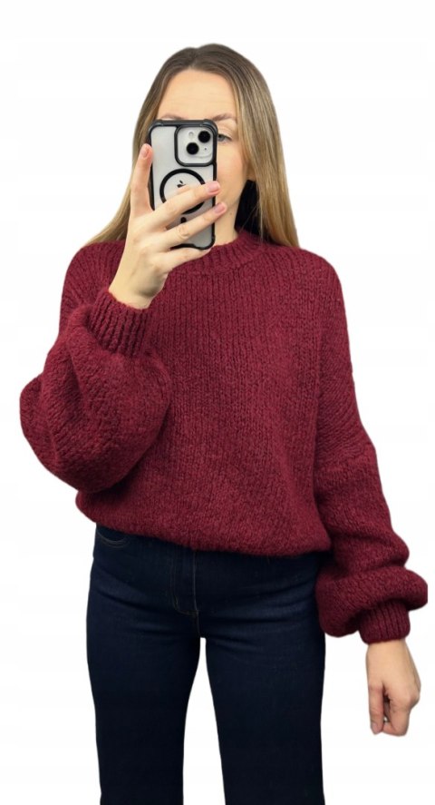 bordowy sweter CLOUDY oversize stylowy look