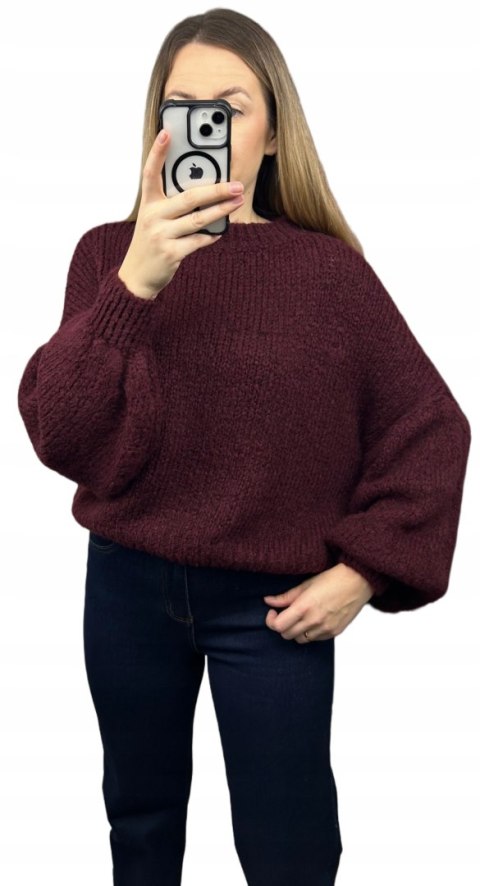 burgundowy sweter CLOUDY oversize stylowy look