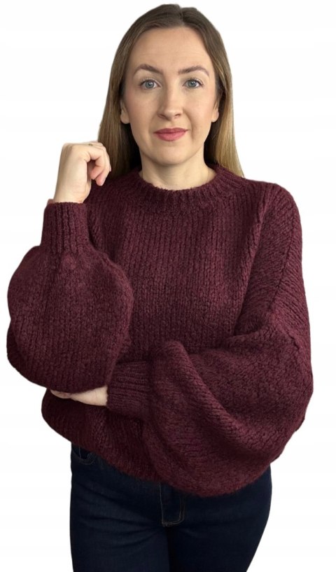 burgundowy sweter CLOUDY oversize stylowy look