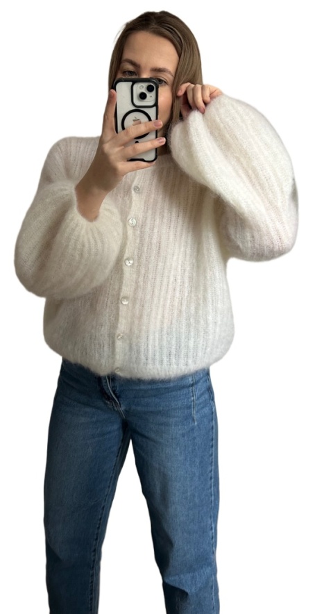 śmietanka sweter SOFT BELL CARDI z guzikami