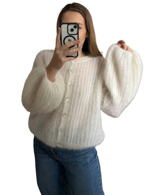 ecru SOFT BELL CARDI 81% kid moher