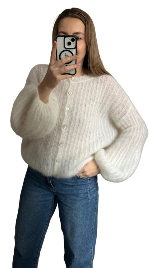 sweter SOFT BELL CARDI śmietanka przód CXL COLLECTION