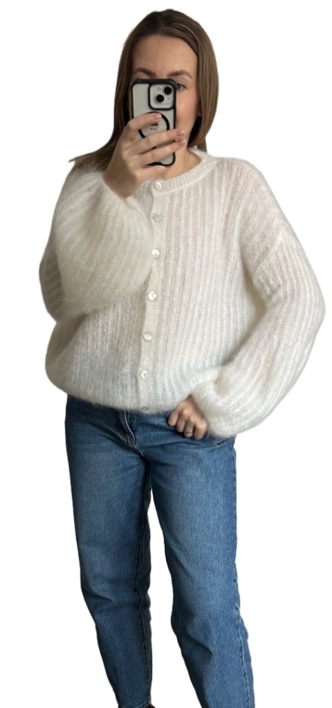 ecru SOFT BELL CARDI 81% kid moher