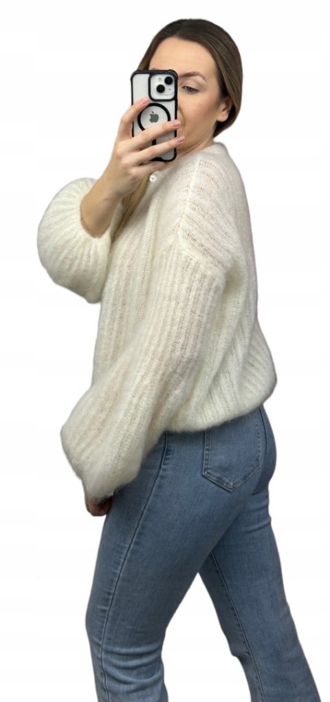 sweter SOFT BELL CARDI śmietanka bok CXL COLLECTION