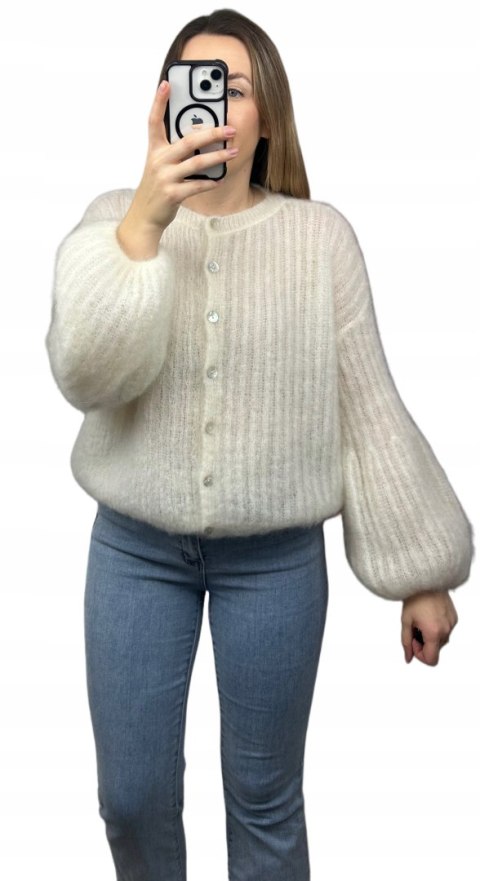 sweter SOFT BELL CARDI śmietanka przód CXL COLLECTION