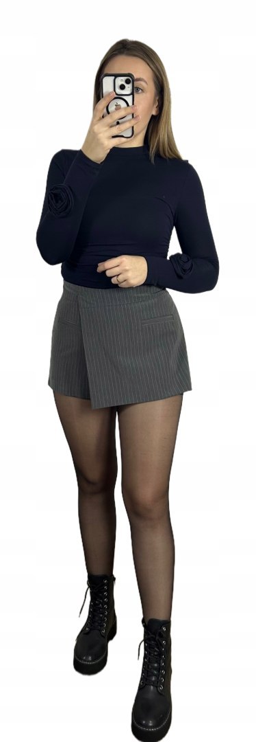 spódnico spodenki mini wysoki stan szare