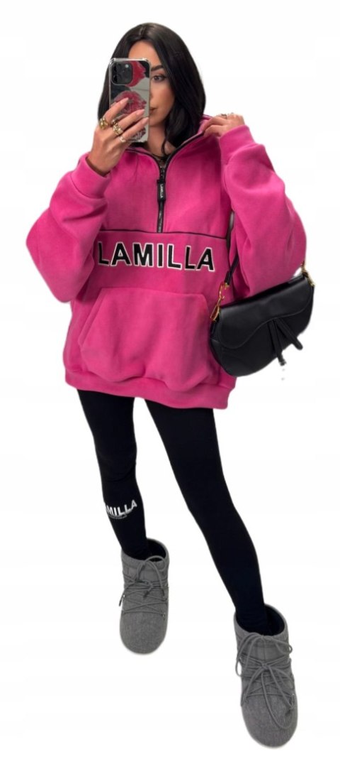 polarowa bluza damska fuksja LA MILLA ASPEN z kieszenią kangurką