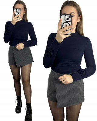 Bluzka bawełniana z długim rękawem różą granatowa Azara- ROSA