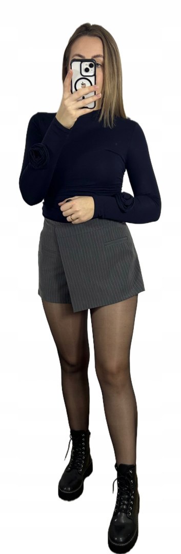 Bluzka basic granat róża elegancka bawełna AZARA