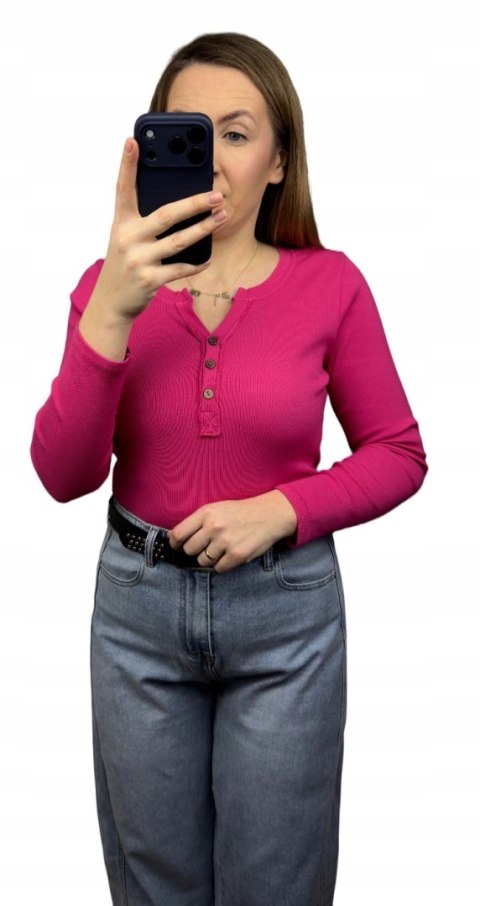 bluzka fuksja damska dopasowana