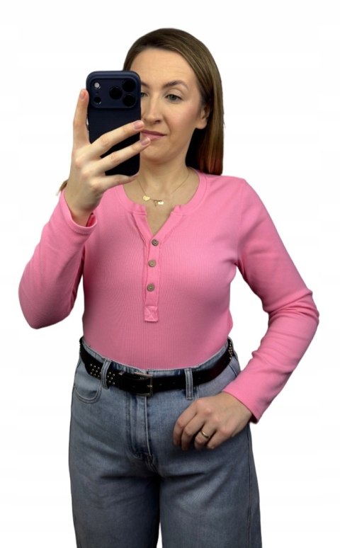 różowa bluzka damska na guziki bawełna