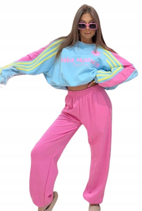komplet dresowy bawełniany niebiesko różowy Mia Maison pastel crew
