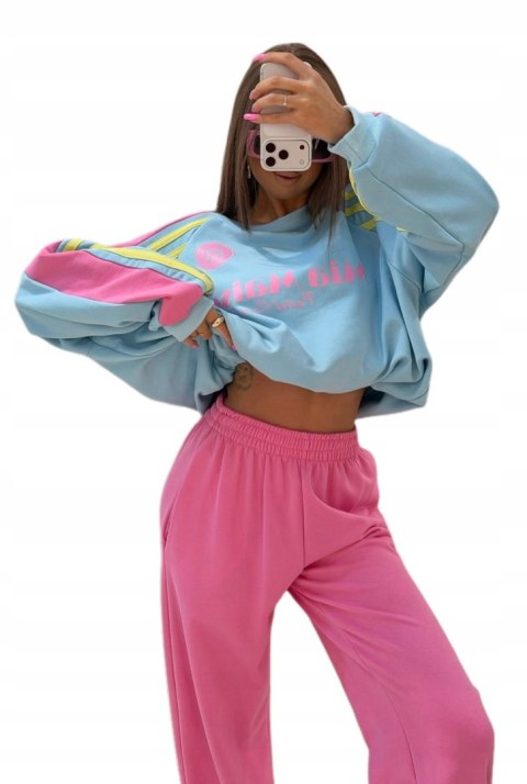 bluza oversize niebieska z różowymi pasami Mia Maison