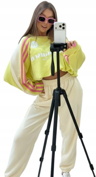 Komplet dresowy bawełniany żółty kremowy bawełna Mia Maison- PASTEL CREW