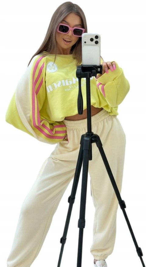 komplet dresowy bawełniany żółto kremowy Mia Maison pastel crew